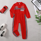 Toddler Girls Boys Racing Driver Jumpsuit, Racer Outfit, Halloween Christmas Carnival Party Race Car Driver Clothing Set